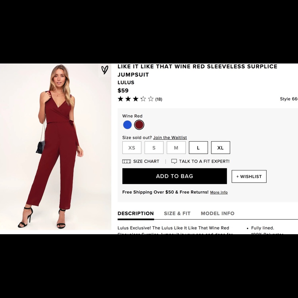 Wine Red Jumpsuit